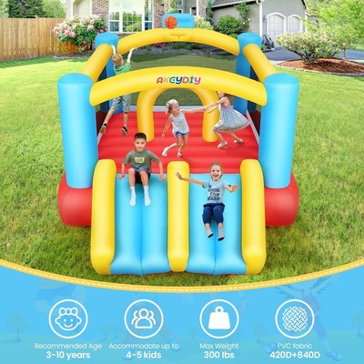 Kids Inflatable Bounce House Bouncy Castle Jump House+2Slide for Backyard/Indoor