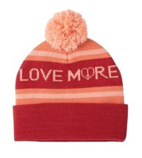 Life is Good Hat Love More Peace Pink Fresh Coral Winter Pom Beanie One Size NEW
