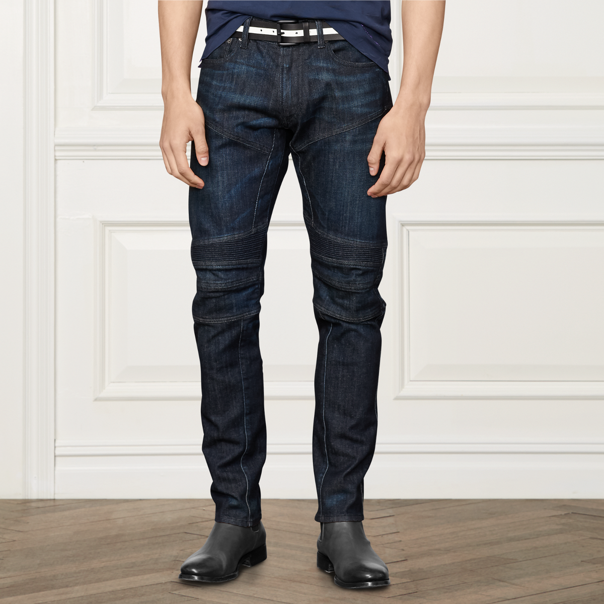 $695 Ralph Lauren Purple Label Slim Skinny Piston Moto Stretch