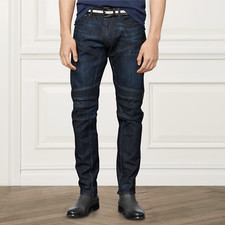  695 Ralph Lauren Purple Label Slim Skinny Piston Moto Stretch Denim Jeans Pants