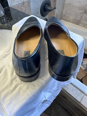 Zelli Mens Size 9.5 M Leather Black Loafers Shoes Hand 