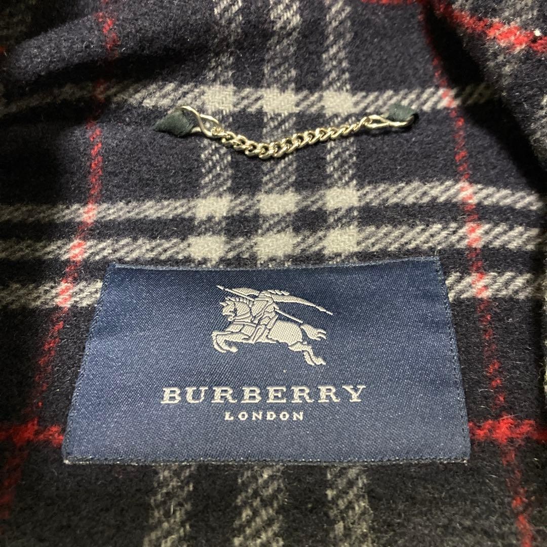 Burberry London Men's Duffle Coat Navy Wool Nova Check XL Hooded