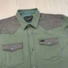 Howler Bros Park Ranger Snap Shirt Mens L Green Stockman Western Long Sleeve