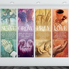 4 Pcs Church Banners with Scripture 24 x 73 inches/61 x 185 cm, multicolor