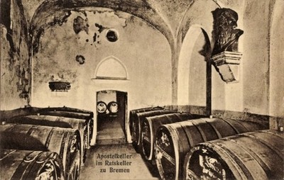 Postcard Hanseatic city of Bremen, Apostle cellar in the council cellar, barrels - 5046004