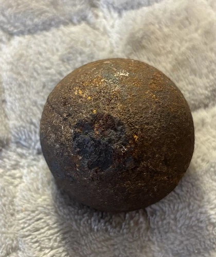 Antique Cast Iron Cannon Ball Cannonball Projectile 2" 1lb 6oz - NR