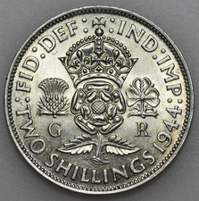 1944 GEORGE VI SILVER FLORIN, BRITISH TWO SHILLINGS, aBU