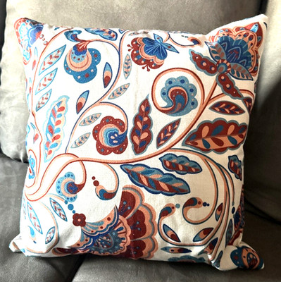 Foxany BoHo Paisley Pillow 16 X16 Mandala Floral Leaves NWOT, with filled insert
