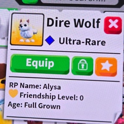 Selling Dire Wolf Ultra-Rare Full Grown Virtual Pet!! (Adopt Me!)