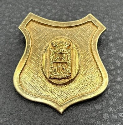 VTG ACCESSOCRAFT 80s Heraldic Lion Crown Coat Of Arms Shield Brooch Pin