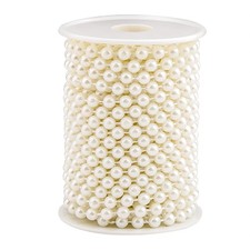 Craft String Pearls Bead 6MM, 33 Feet Ivory Fake Pearl Garland Beads Trim