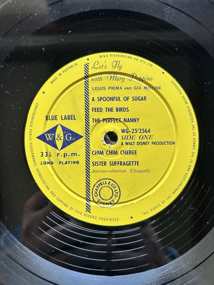Louis Prima - Fly With Mary Poppins - 1965 Vinyl Record LP Lounge Walt Disney - Image 3 of 4