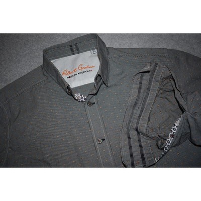 Robert Graham Summer Dress Shirt Mens Size Medium Gray Geometric  