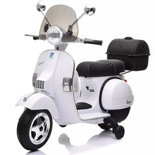 Moto Électrique pour Enfants Replica Vespa PX 150 Full 12V Topcase Paravent MP3