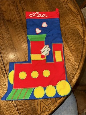 Vintage Train Christmas Stocking  LEE  By Susan Weber