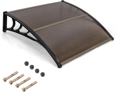 Goplus 48”X40” Window Door Awning, UPF 50+ Polycarbonate Awnings Exterior with R