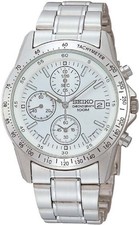 SEIKO Chronograph SND363PC SND363P White Stailess Steel Quartz Men Watch