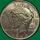 1934-S Peace Dollar Almost Uncirculated AU Coin, Cleaning #44040