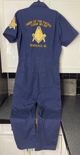 Masonic Lodge Free Mason Hawaii Vtg Wearguard Mechanic Jumpsuit Coveralls -M