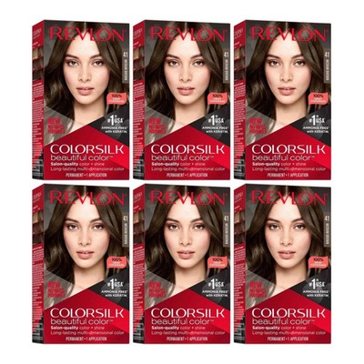 (Pack of 6) - Revlon ColorSilk Permanent Hair Color # 41 Medium Brown