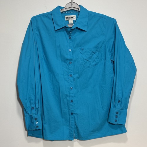 Ariat Real Fitted Kirby Button Up Shirt Women's 1X Fitted Turquoise Long Sleeve
