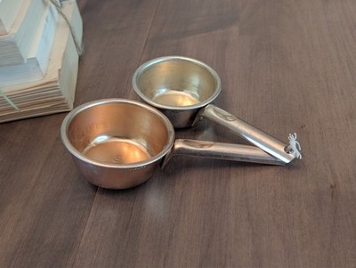 Vintage Copper Tone Aluminum Measuring Cup Nesting Set of 2 Scoops