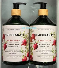 (2-Pack) THE SOAP & LATHER ~ POMEGRANATE Rosehip Oil Hydrating HAND SOAP Wash