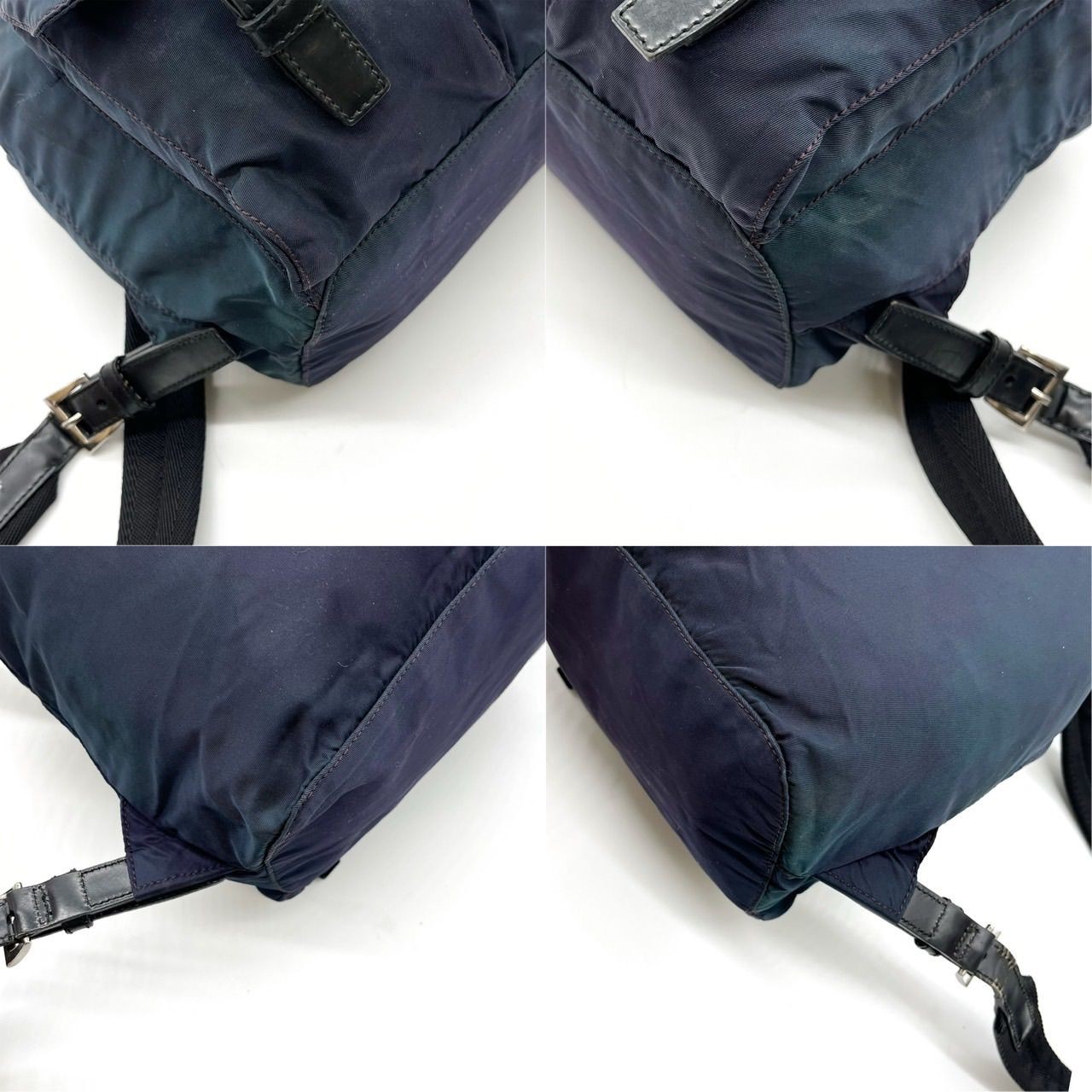 PRADA Triangular Plate Backpack Nylon Leather Nav… - image 6