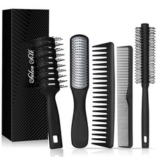 SalonSilk Hair Brush for Men, 5PCS Men Hair Brush Styling Comb Set -