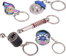 5Pcs Car Parts Model Key Chains Colorful Turbo Keychain Black Manual Gearbox Key
