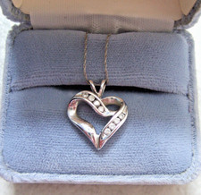 Kay Jewelers 10K White Gold Open Heart Diamond Pendant Necklace 20" Cable Chain