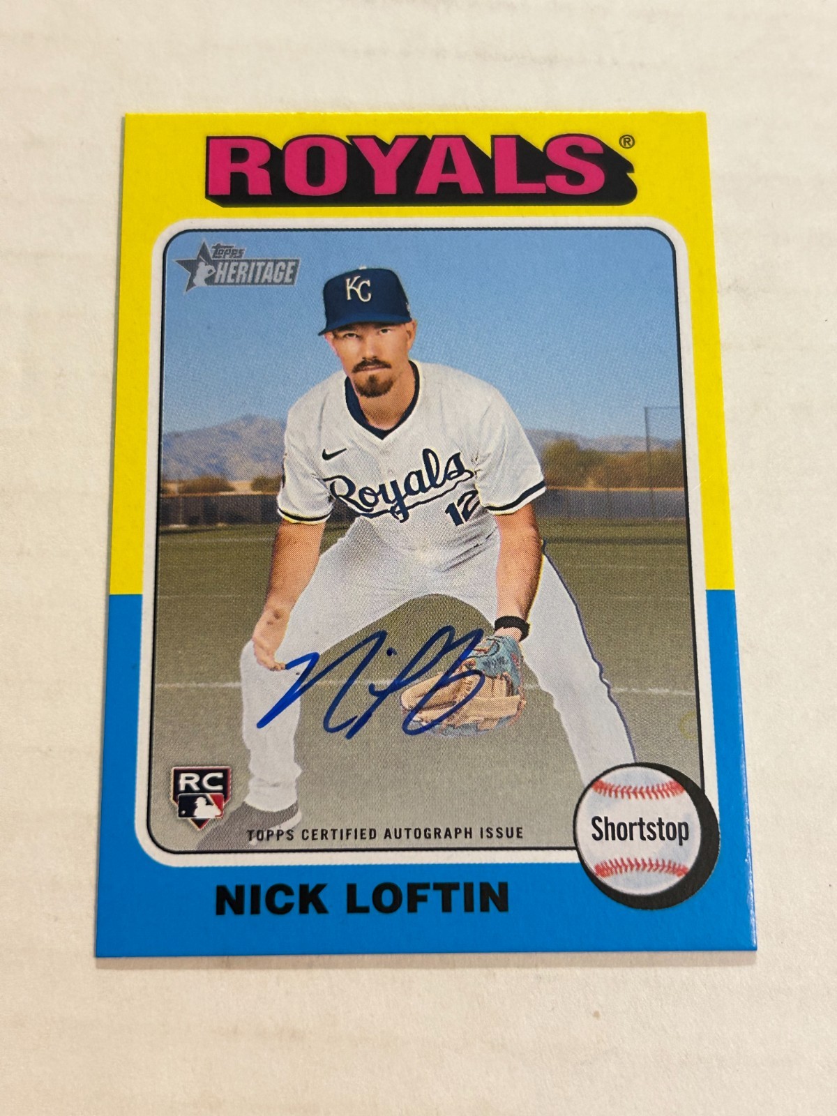 2024 TOPPS HERITAGE NICK LOFTIN REAL ONE ON CARD ROOKIE AUTO ROYALS KS1