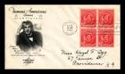 DR JIM STAMPS US COVER JAMES A M WHISTLER FAMOUS AMERICANS FDC BLOCK OF 4