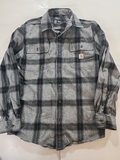 CARHARTT Size Small Med Charcoal Loose Fit Heavy Flannel Men Plaid Shirt
