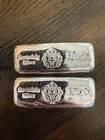 Total 10 Oz Lot Of 2 Scottsdale Mint 5 Oz .999 Fine Silver hand poured bars
