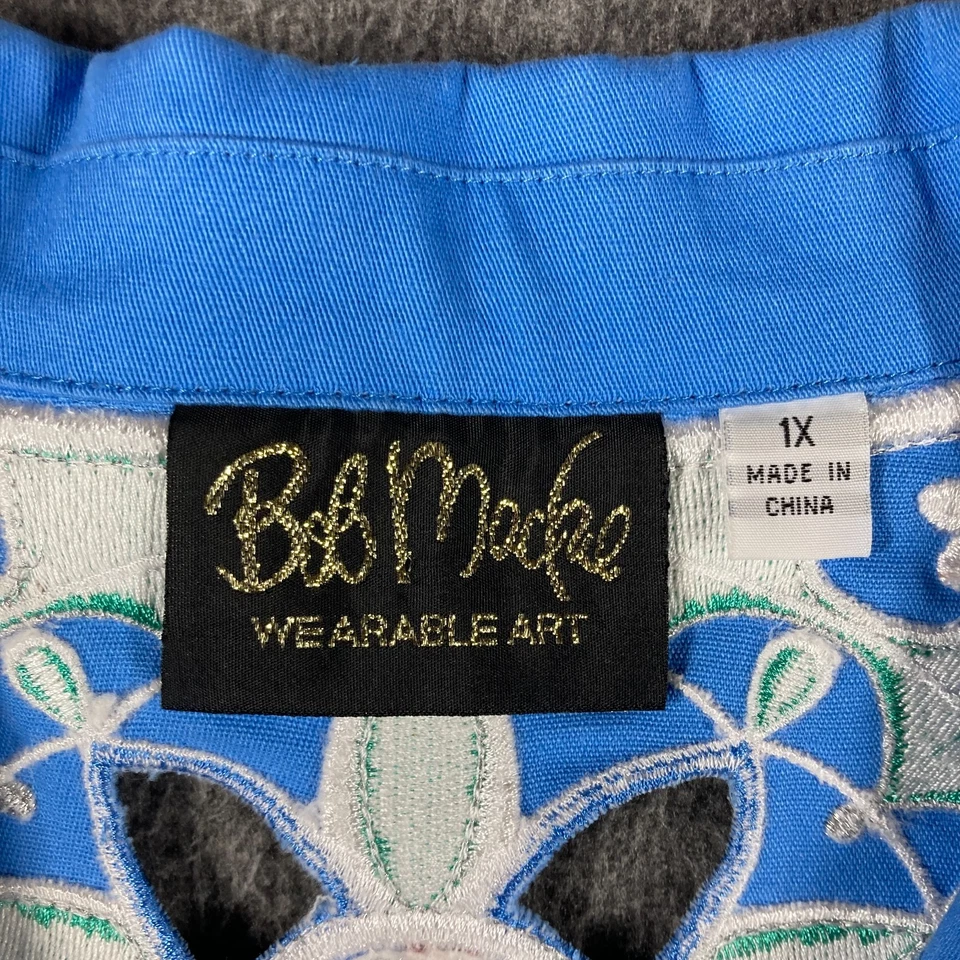 Chaqueta Blazer Bob Mackie Usable Art Cremallera Completa Mujer Plus 1X Azul Recortado Foto 3 de 4