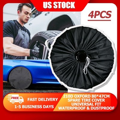 4X 210D Oxford Spare Tire Cover 80x47cm Heavy-Duty Dustproof Foldable Waterproof