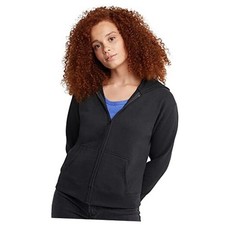 , Ecosmart Fleece Full Hoodie, Zip-up Hooded Sweatshirt for Women Medium Ebony