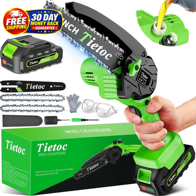 Chainsaw 6 Inch Mini Electric 6inch,  green-1 Battery