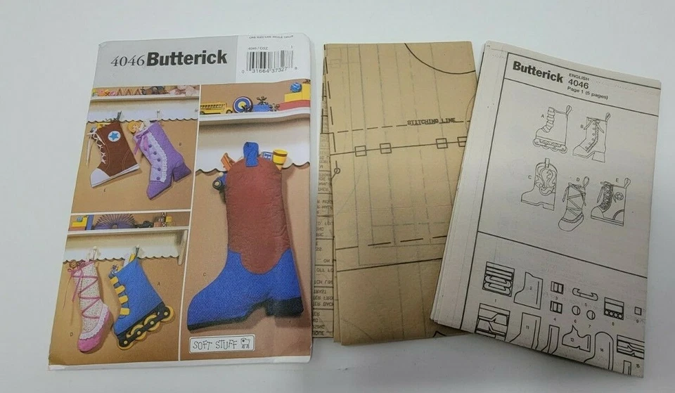 Butterick 4046 Christmas Stockings Sneaker boot rollers skate sewing pattern - Image 2 of 3