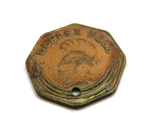 Duplex Bell Metal Keychain Charm Tag Vintage