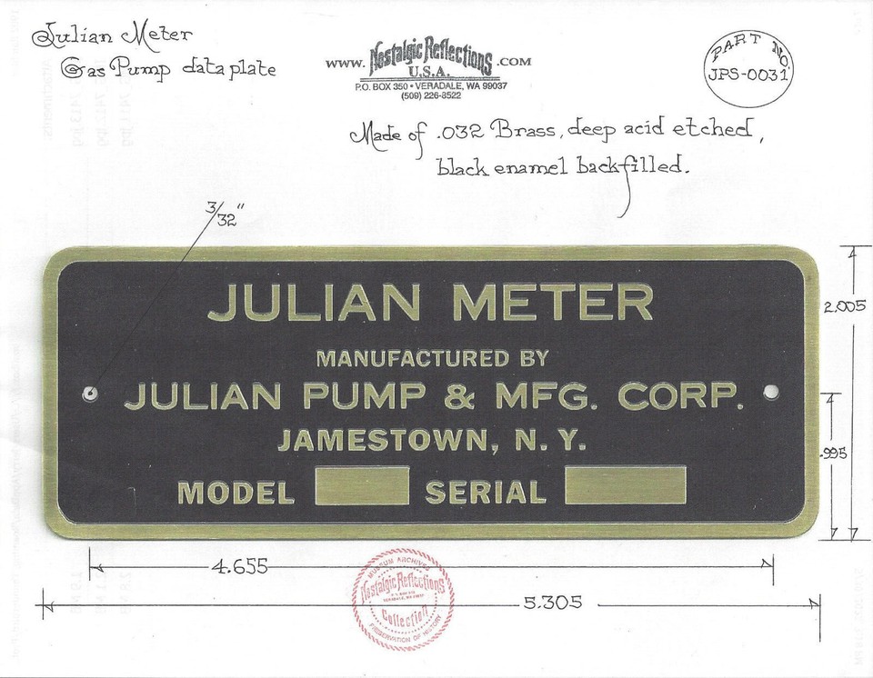Julian Meter Gas Pump data plate Texaco Gulf Standard Shell etc | eBay UK