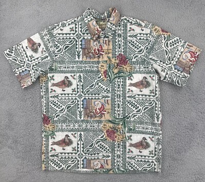 Reyn Soooner Men s L 1/4 Button Christmas Hawaiian Shirt Merle Kalikimaka X-Mas