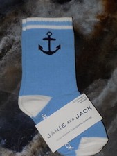 Janie and Jack Light Blue Anchor Socks 12-24 Months Boy's NEW