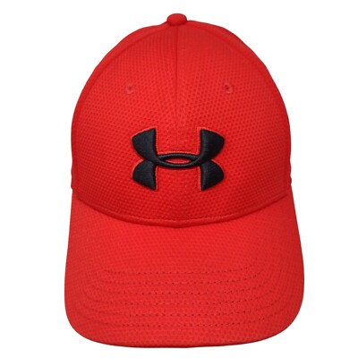 Under Armour Fitted Hat Red M/L Lightweight Embroidered 6 Panel Polyester