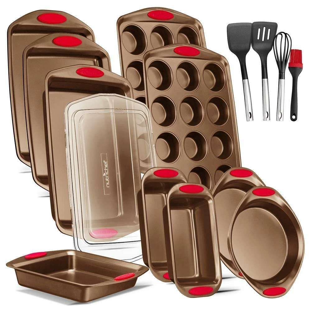 NutriChef 15Pcs Kitchen Oven Baking Pans Deluxe Nonstick Golden Coating Inside
Opens in a new window