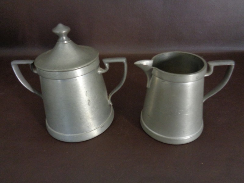 Vintage W.S. Co. Pewter Cream & Sugar Set 
