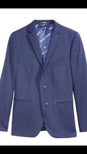 DKNY big Boys Mini Check Print Blazer Suit Jacket 10R  Christening Wedding 8 9