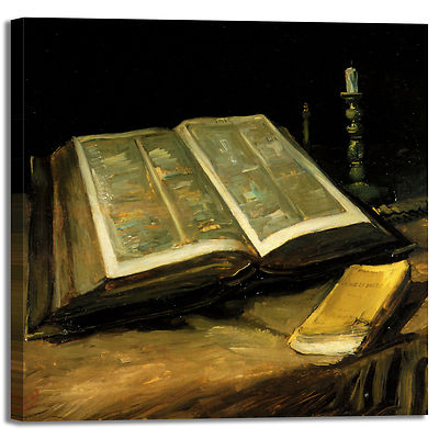 Artley Prints Natura morta con la Bibbia di Vincent Van Gogh, arte da parete su tela