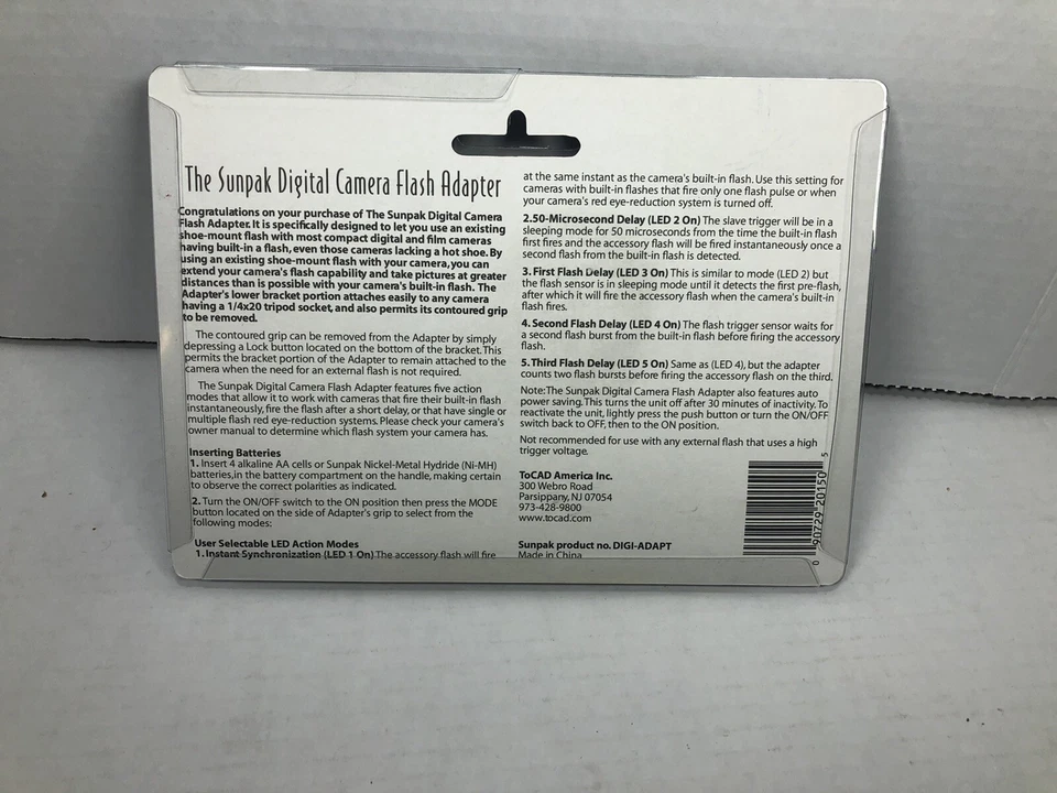 New Sunpak Digital Camera Flash Adapter Five Action Modes - Image 2 of 4